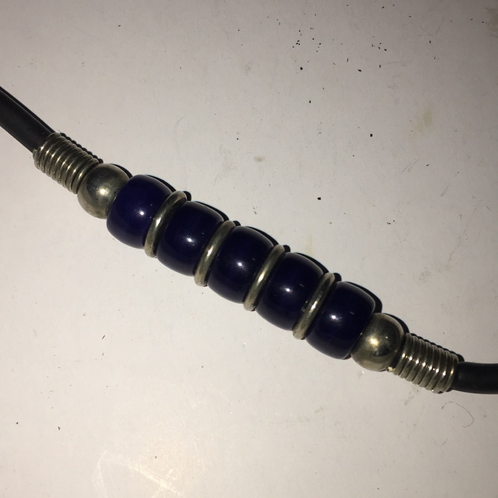 Mens Choker  with silver and blue glass beads
